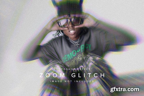 Zoom Glitch PSD Photo Effect C34PW22