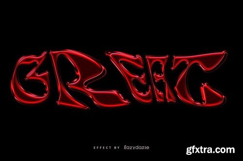 Red Warped Metallic PSD Text Effect RKTGR86