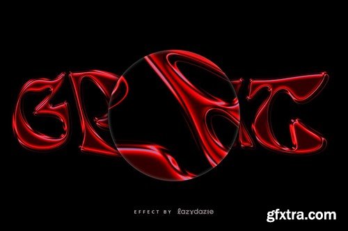 Red Warped Metallic PSD Text Effect RKTGR86