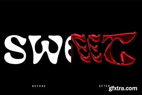 Red Warped Metallic PSD Text Effect RKTGR86