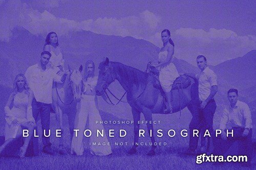 Blue Toned Risograph PSD Photo Effect PXCTQ45