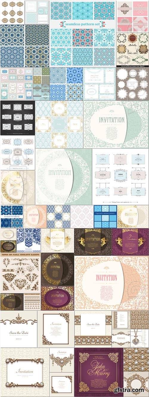 50 Vintage backgrounds, frames, decorative elements - vector collection