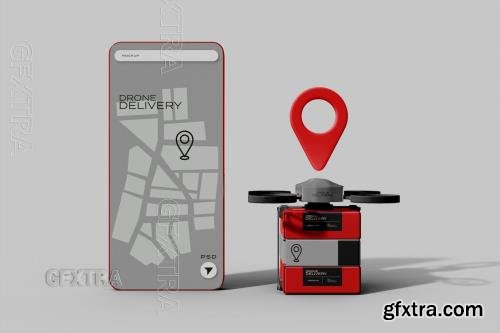 Delivery Drone and Smartphone App Mockup 9VYC4XB