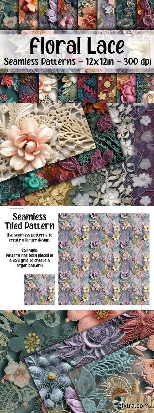 Floral Lace Digital Papers - Seamless Patterns