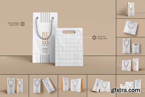 Paper Shopping Bag Psd Mockups of a Variety of Use RQ89MDF