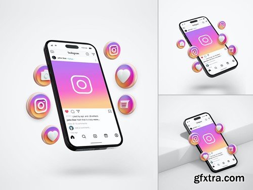 Instagram Post Smartphone Screen Mockup Collection PFA9TTL