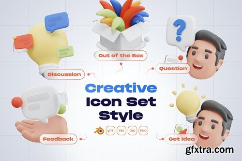 Design Thinking Designer Brainstorm Ideas 3D Icons DDYLE3G