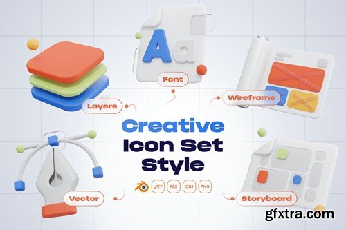 Creative Digital Design Drawing Tools 3D Icon Set 64EGSFG