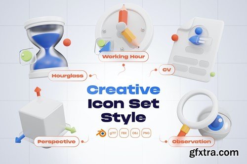 Creative Design Project & Time Management 3D Icons C97PT6P