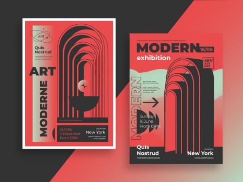 Modern Poster Design Layout with Geometric Art Shape 590608467