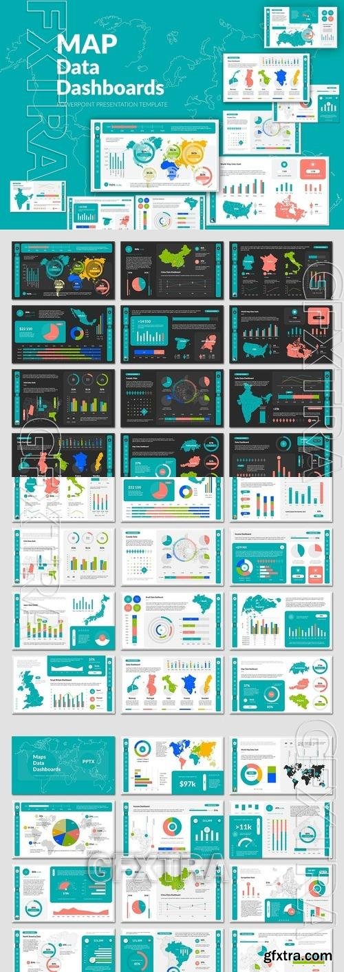 Map Data Dashboards PowerPoint Template TKKKG25