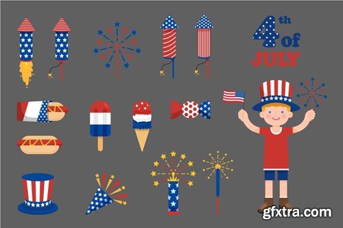 4th of July elements flat illustration Pack 6YC6YSZ