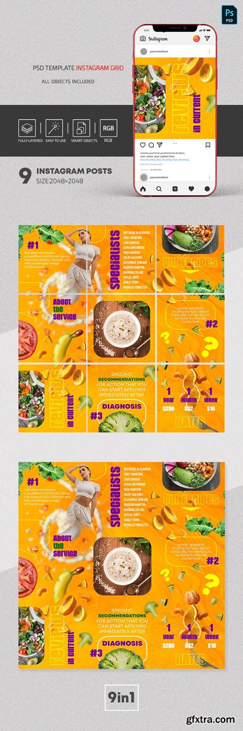 Nourishment Insta Grid PSD Templates