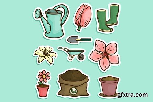 Spring Objects Cute Sticker Set YATSMBQ