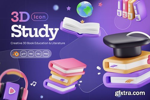 3D School Subject Books Study Student Library Icon B7DXNHQ