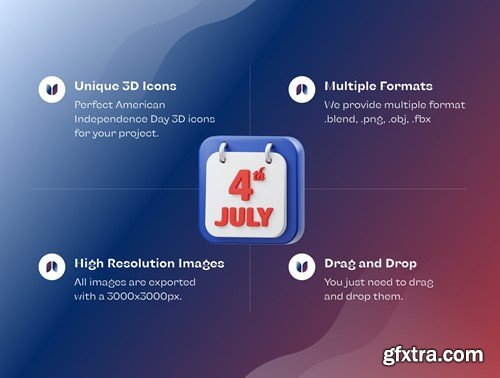 American Independence Day 3D Icon FJAQRTK