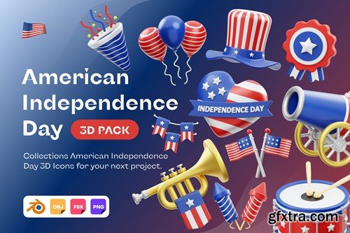 American Independence Day 3D Icon FJAQRTK