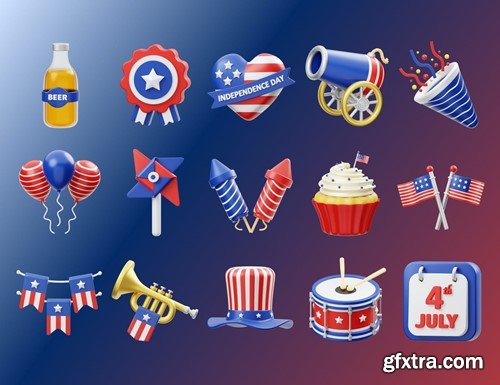 American Independence Day 3D Icon FJAQRTK