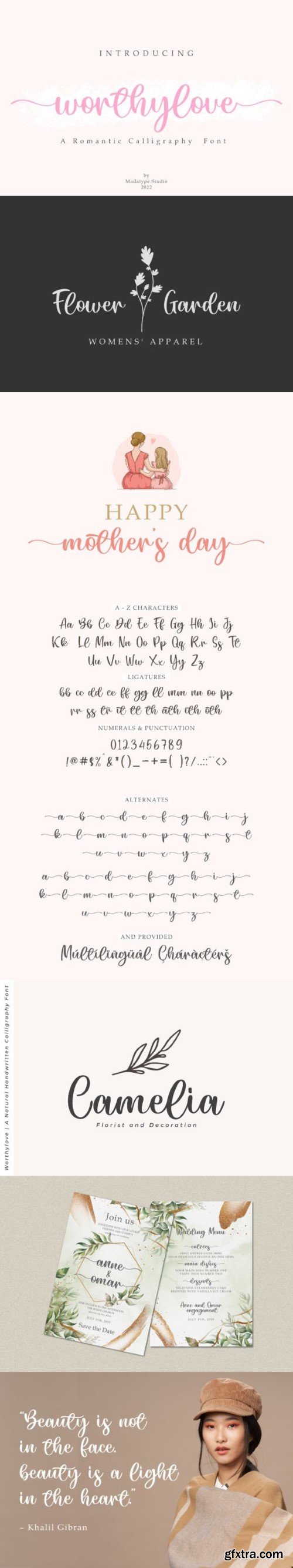 Worthylove - Romantic Calligraphy Font