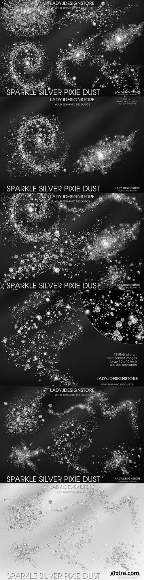 Silver Pixie Dust Overlays Clipart