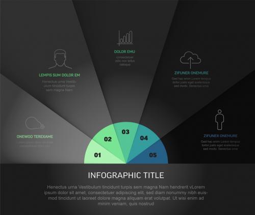 Fan dark gray folded papers infographic template 591789433