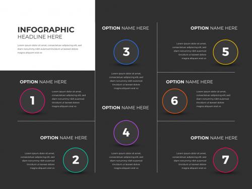 Dark Mode Infographic with Bright Color Contrast 248232370