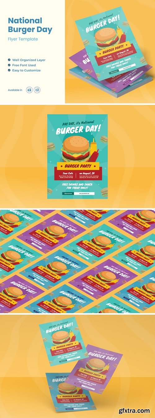 National Burger Day Flyer Ai &amp; EPS Template BNED8GW