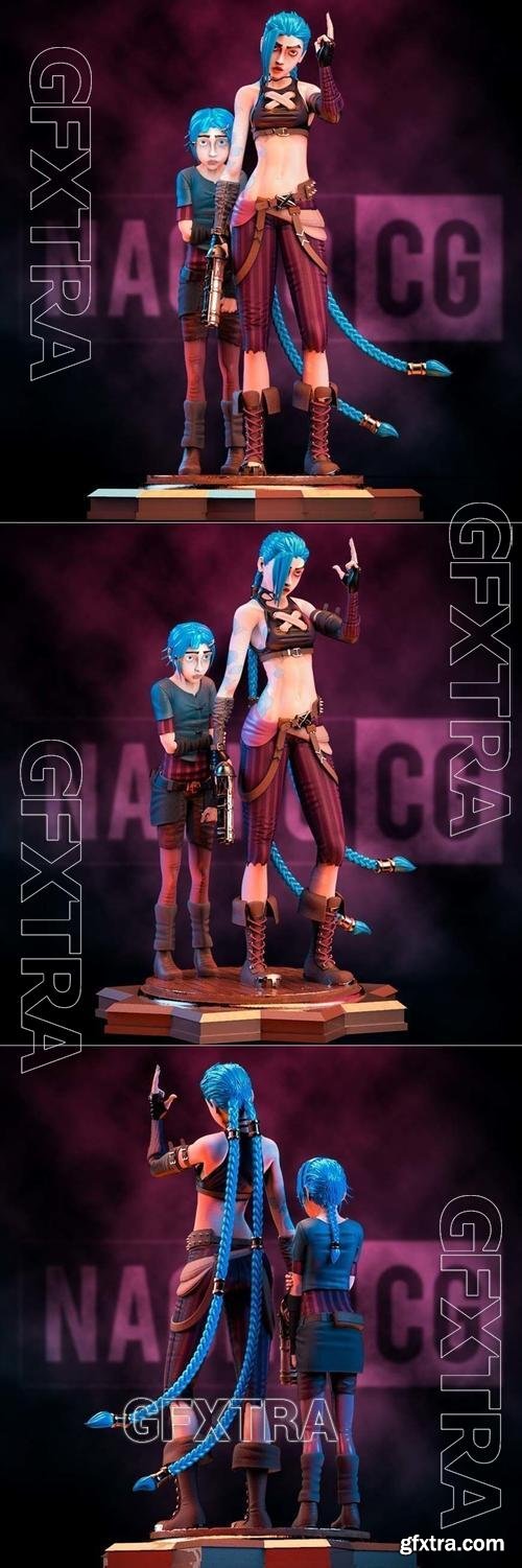 Fan Art Jinx and Powder - Statue &ndash; 3D Print Model