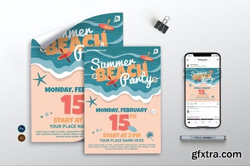 Summer Beach Party - Flyer, Poster &amp; Instagram GR WSXYEB8