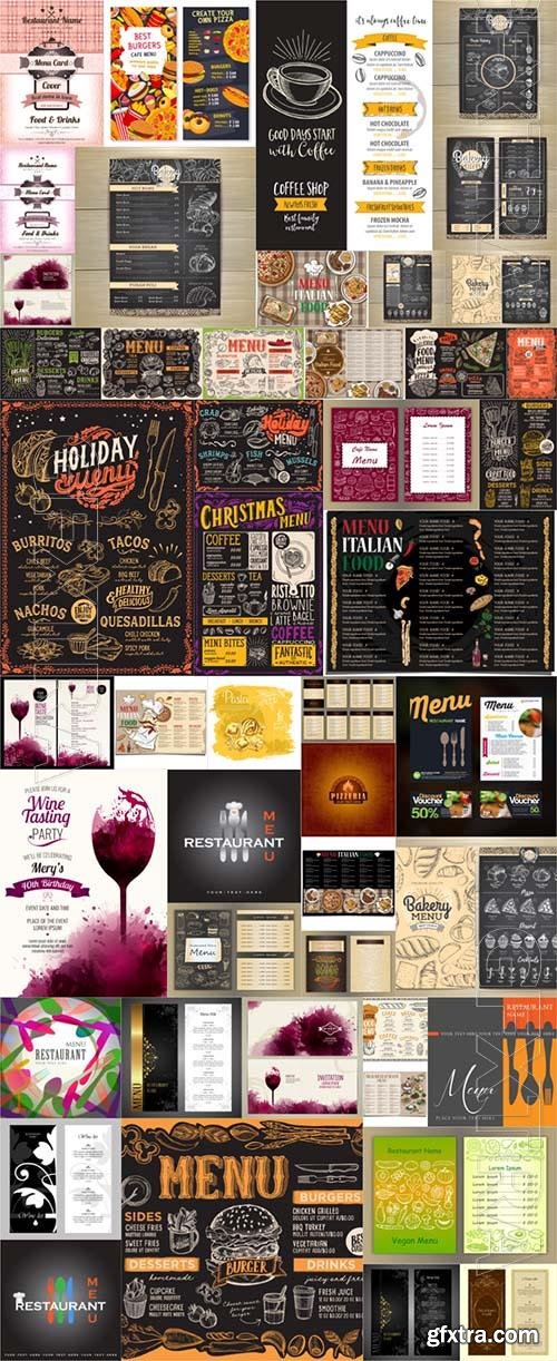 50 Cafe and restaurant menu collection in vector