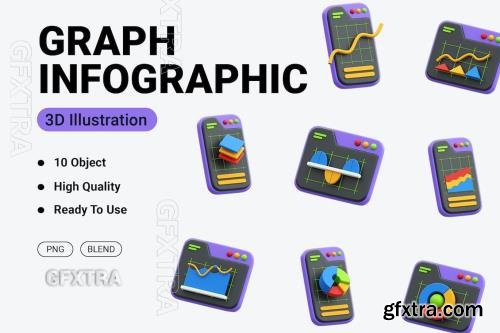 Graph Infographic 3D Icon DVT6HUC