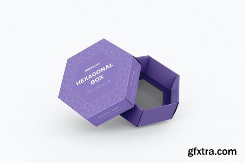 Hexagonal Paper Box Packaging PSD Mockup KU9MERV