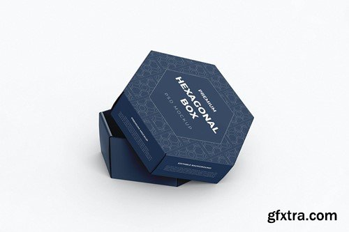 Hexagonal Paper Box Packaging PSD Mockup KU9MERV