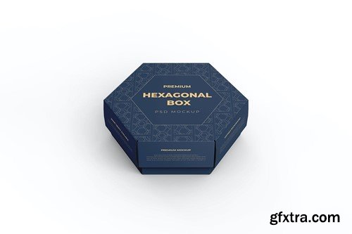 Hexagonal Paper Box Packaging PSD Mockup KU9MERV