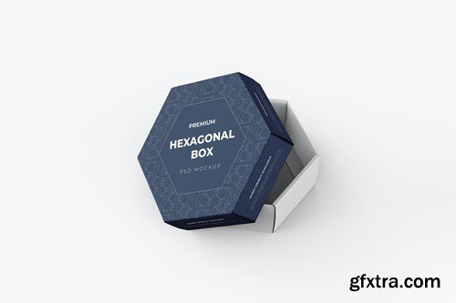 Hexagonal Paper Box Packaging PSD Mockup KU9MERV