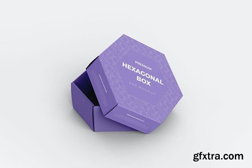 Hexagonal Paper Box Packaging PSD Mockup KU9MERV