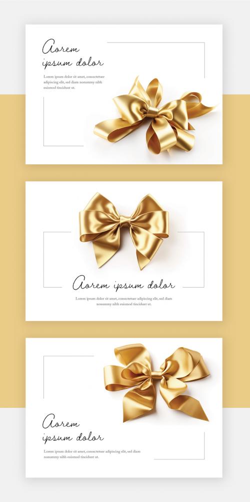 Minimal Christmas Card Layouts With Golden Bow and Generative AI 593559598