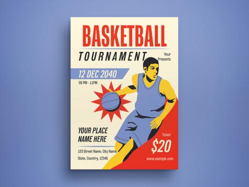 Cream Vintage Basketball Tournament Flyer Layout 593440951