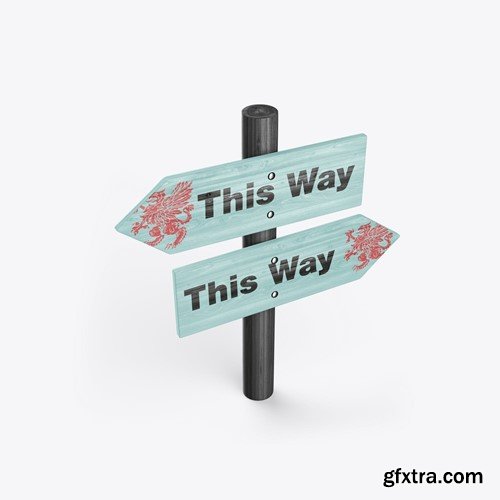 Pack Wooden Direction Signs Mockup ZQ5SWE5