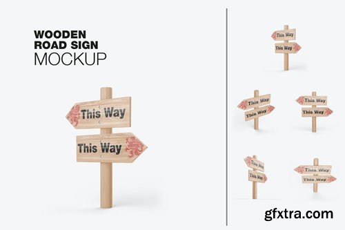 Pack Wooden Direction Signs Mockup ZQ5SWE5