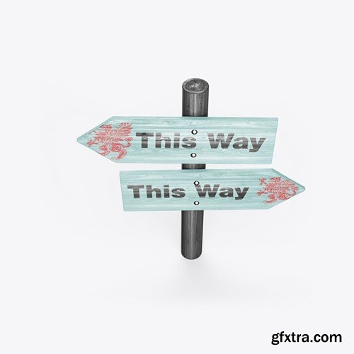 Pack Wooden Direction Signs Mockup ZQ5SWE5