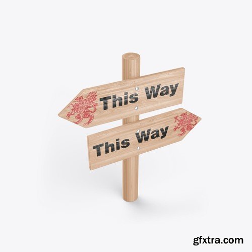 Pack Wooden Direction Signs Mockup ZQ5SWE5