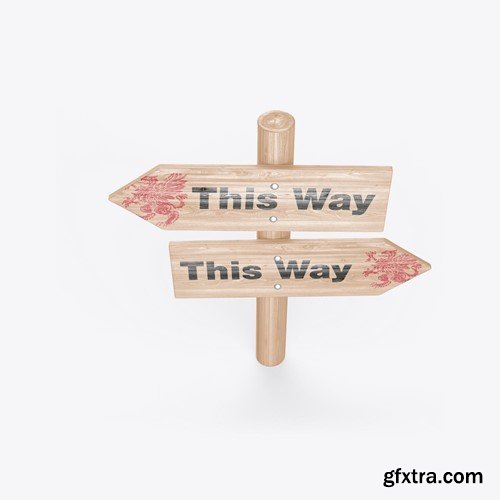 Pack Wooden Direction Signs Mockup ZQ5SWE5