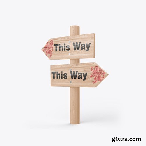 Pack Wooden Direction Signs Mockup ZQ5SWE5