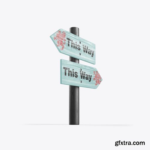 Pack Wooden Direction Signs Mockup ZQ5SWE5