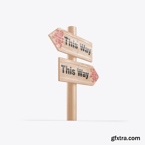 Pack Wooden Direction Signs Mockup ZQ5SWE5