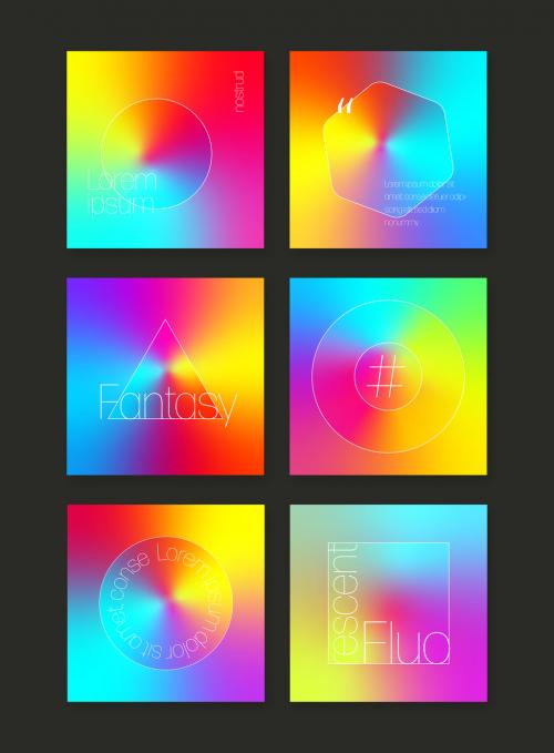 Bright Social Media Layouts With Fluorescent Gradient 593560352