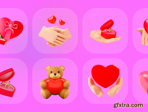 Valentine 3D Icons Ui8.net