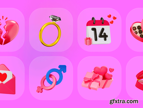 Valentine 3D Icons Ui8.net