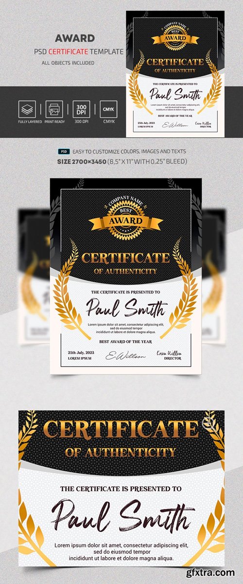 Award Certificate PSD Template